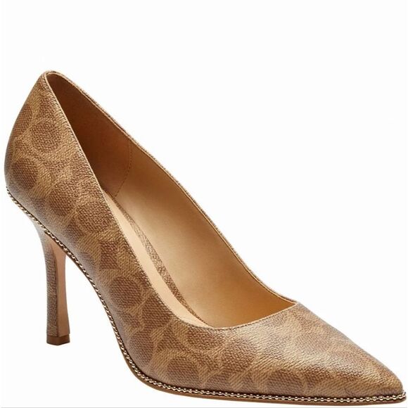 Coach Samantha Signature Coated Canvas Dress Pumps- Tan - Picture 2 of 10